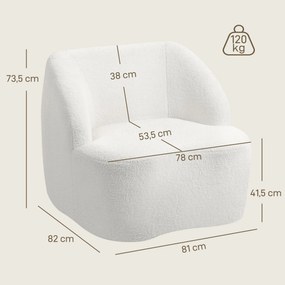 HOMCOM Nowoczesny fotel z tapicerką z futra, przytulny fotel do salonu, sypialni, biura domowego, kremowy