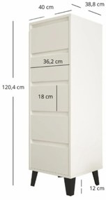 Komoda z Szufladami do Salonu BORVO 40 cm Biała Nowoczesna