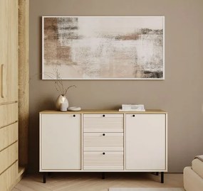 Duża komoda z szufladami i szafkami 150 cm kaszmir + dąb artisan D9-G49