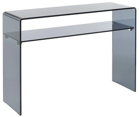 Konsola ze szklaną półką z hartowanego szkła - Antracyt - STILEOS