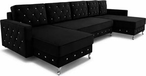 Nowoczesny narożnik z funkcją spania i pojemnikami Lux U duży w stylu glamour
