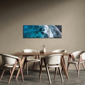Obraz - Fale na morzu (z zegarem) (90x30 cm)