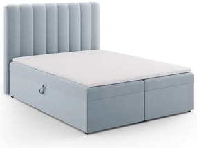 Jasnoniebieskie łóżko boxspring ze schowkiem 160x200 cm Gina – Milo Casa