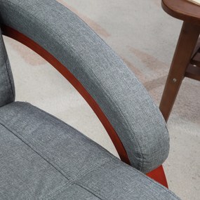 HOMCOM Fotel Relaksacyjny z Składanym Podnóżkiem, Obracany, Regulowane Oparcie, Wygląd Lnu, do 140 kg, Szary