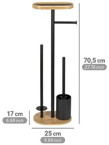 Czarny/w naturalnym kolorze stalowy stojak na papier toaletowy ze szczotką Pomarolo – Wenko
