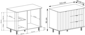 Biała komoda ryflowana z 3 szufladami N5-F65