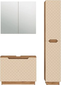 Zestaw mebli łazienkowych dąb/kaszmir ze strukturą płytek 79.6x32x62.1 lotta