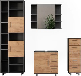 Zestaw mebli łazienkowych antracyt/złoty dąb 60.2x33x60.8 ilias