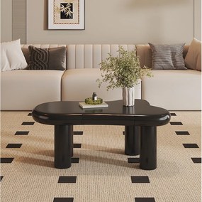 Czarny stolik kawowy - Stolik kawowy z oświetleniem LED i 1 szufladą - do salonu