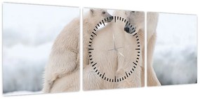 Obraz - Niedźwiedzie polarne (z zegarem) (90x30 cm)