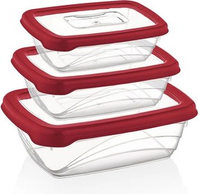 Zestaw 3 pojemników do przechowywania Bio Saver Czerwony