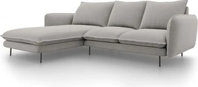 Jasnoszara sofa narożna Cosmopolitan Design Vienna, lewostronna