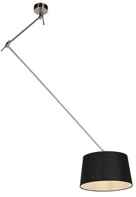 Stalowa lampa wisząca z czarnym abażurem z lnu 35 cm - Blitz Nowoczesny Oswietlenie wewnetrzne
