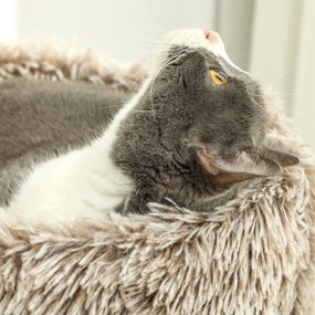 PawHut Drapak dla kota, 87 cm, wieża dla kota z grubym słupem do drapania, pluszowe legowisko, do użytku wewnętrznego, wytrzymałość do 6 kg, Brązowy