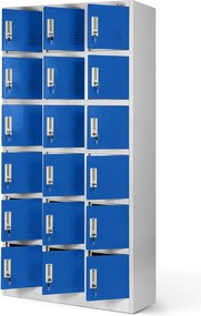 Szafa skrytkowa zamykana na klucz Karol 90x40x185 cm szary/niebieski