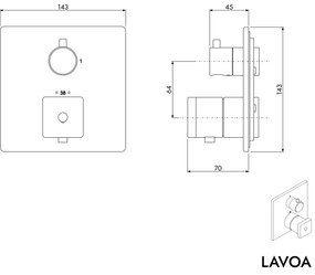 Bateria termostatyczna LAVOA podtynkowa1 odbiornik wody - Blokada temperatury