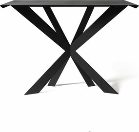 Konsola Exsodus Zeus 110x35x85 cm z czarnego lakierowanego żelaza Nowoczesny geometryczny perforowany wzór Meble do przedpokoju lub salonu Wyprodukowano we Włoszech