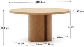 Okrągły stół w dekorze dębu ø 150 cm Nealy – Kave Home