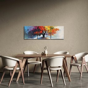 Obraz - Kolorowe drzewo (z zegarem) (90x30 cm)