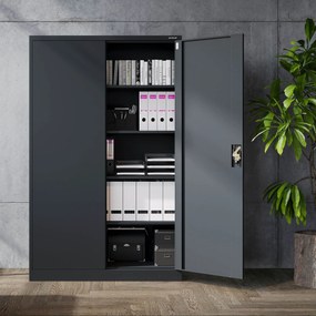 Szafa biurowa metalowa na akta antracytowa JAN II, 1150 x 1850 x 400 mm