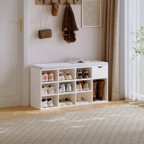 Szafka na buty z siedziskiem loft biała ławka przedpokój nowoczesna