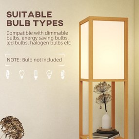 HOMCOM Lampa stojąca z 3 półkami, lampa podłogowa z oprawką E27, 26 x 26 x 160 cm, do salonu/sypialni (bez żarówki) | Aosom PL