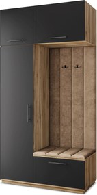 Masseno Garderoba REMA 120/240/60 cm Nowoczesna Szafa do Przedpokoju Dąb wotan, MONOLITH 09 (Beżowy)