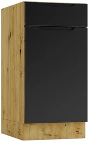 Szafka dolna z szufladą 40 cm dąb artisan + czarny - Orfa 5X
