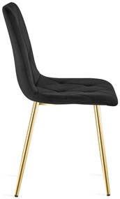 Czarne pikowane krzesło metalowe glamour K9-F50