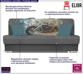 Szara wersalka z funkcja spania motor - Piovia 8X