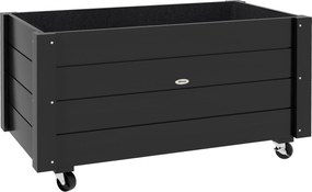 Outsunny Donica wysoka drewniana na kółkach odporna na warunki atmosferyczne czarna 89x48x47 cm | Aosom PL