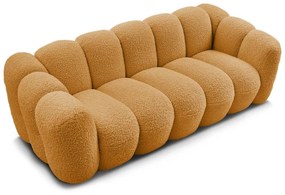 Musztardowa sofa z materiału bouclé 232 cm Hippolyte – Bobochic Paris