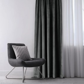 Ciemnoszara aksamitna zasłona częściowo zaciemniająca (dimout) 140x270 cm Eyelets – Restilo
