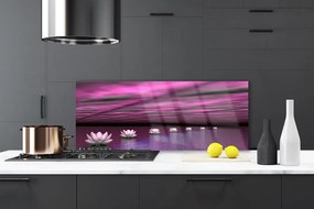 Szkło do Kuchni na Ścianę Lilie Wodne Na Jeziorze