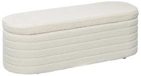 HOMCOM Ławka z miejscem do przechowywania, polar Teddy, 116x41x40,5cm, kremowa