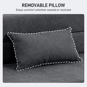 HOMCOM Sofa rozkładana fotel do relaksu z funkcją łóżka pianka z poduszką ciemnoszary | Aosom PL