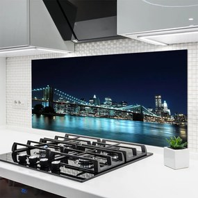 Szkło Ozdobne do Kuchni Światła Wielkiego Mostu Nocą