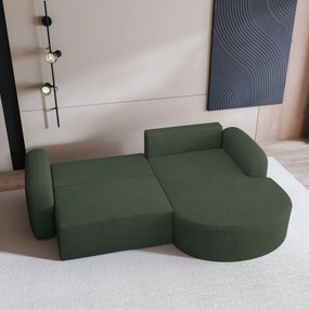 Masseno Narożnik AMILIA z funkcją spania i pojemnikiem na pościel Narozniki L, Rozkładana sofa - Zielony, QUELLE 37