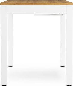 Biurko regulowane elektrycznie podnoszone białe/złoty dąb, 120x63 cm: EVAN