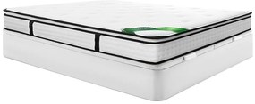 Zestaw 180 x 200 cm biały skrzynia łóżka + materac z kieszeniowymi sprężynami 7 stref z zintegrowanym topperem i pokrowcem bambusowym gr. 23cm - TAREVO od NATUREA