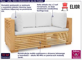 Drewniana modułowa sofa ogrodowa z kremowymi poduszkami Fernando