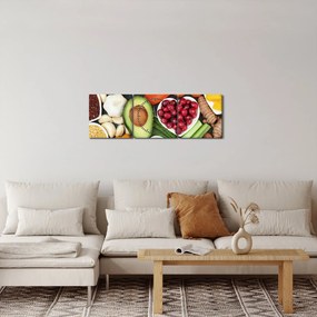 Obraz - Zdrowa żywność (z zegarem) (90x30 cm)