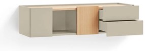 Beżowo-naturalna niska komoda w dekorze dębu 110x23 cm Otto – Teulat