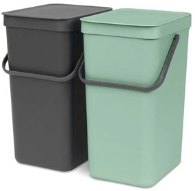 Miętowo-ciemnoszary plastikowy kosz na śmieci do segregacji odpadów do zabudowy 32 l Sort &amp; Go – Brabantia