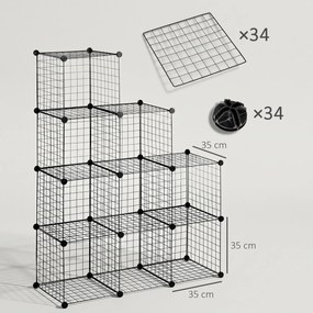 HOMCOM Półka na Buty Modułowa 9 Sześcianów Stal Czarny 35x35x35cm na Sześcian | Aosom PL