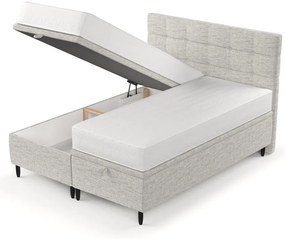 Jasnoszare tapicerowane łóżko dwuosobowe ze schowkiem 160x200 cm Senses – Maison de Rêve