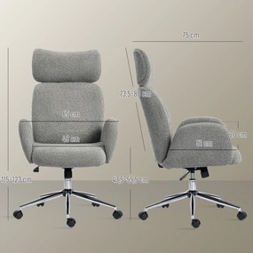 HOMCOM Fotel biurowy z regulowanym zagłówkiem, ergonomiczny fotel biurkowy, funkcja bujania, regulacja wysokości, ciemnoszary | Aosom PL