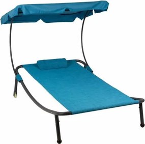 Leżak ogrodowy z dachem i kołami - 202 x 139 x 152 cm