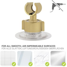 Plastikowy uchwyt na słuchawkę prysznicową w kolorze złota bez wiercenia Libertà – Wenko