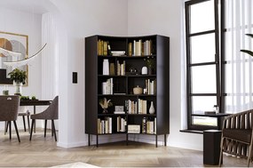 Narożny regał Skandica HORN z czarnymi nogami / czarny